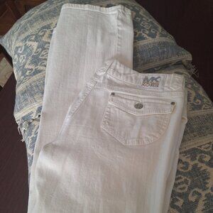 Michael Kor Women's White Denim Jeans, Straight Leg, Flap Back Pockets Size 10P